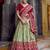 sea-green Tasar Silk Ikkat Printed Lehenga Choli Set with Embroidered Blouse & Dupatta