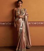 Pink embroidered satin saree
