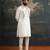 White embroidered pure silk kurta pajama