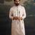 Beige embroidered pure silk kurta pajama