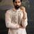 Beige embroidered pure silk kurta pajama