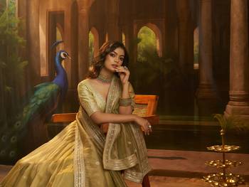olive organza embroidered lehenga choli with dupatta 3