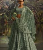 green net embroidered lehenga choli with dupatta