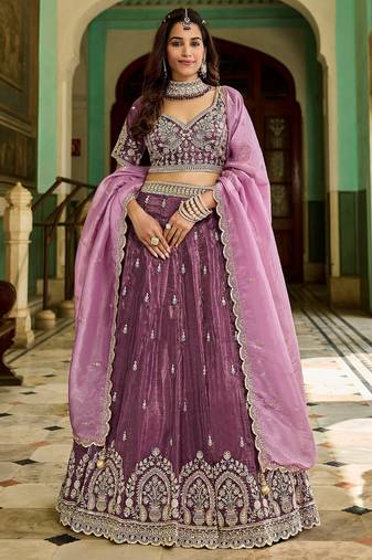 wine embroidered crush lehenga set choli with dupatta