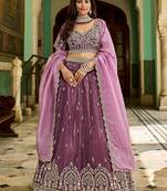 wine embroidered crush lehenga set choli with dupatta