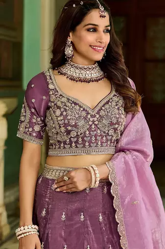 wine embroidered crush lehenga set choli with dupatta