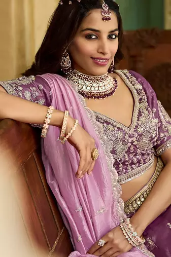 wine embroidered crush lehenga set choli with dupatta