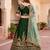  green thread embroidered silk lehenga set choli with dupatta