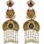 Gold plated kundan temple earrings with pearl tassels & multi stone