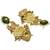 Gold plated kashmiri jhumka earrings with green kundan pearl drops & antique finish