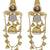 Gold plated kashmiri kundan pearl jhumka earrings with grey stone & chain