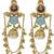 Gold plated kashmiri kundan pearl jhumka earrings with mint stone & chain