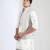 White embroidered raw silk nehru jacket set