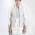 White embroidered raw silk nehru jacket set