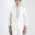 White embroidered raw silk nehru jacket set
