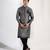 Grey embroidered cotton silk kurta pajama