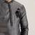 Grey embroidered cotton silk kurta pajama