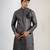 Grey embroidered cotton silk kurta pajama