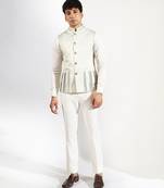 Green plain velvet nehru jacket