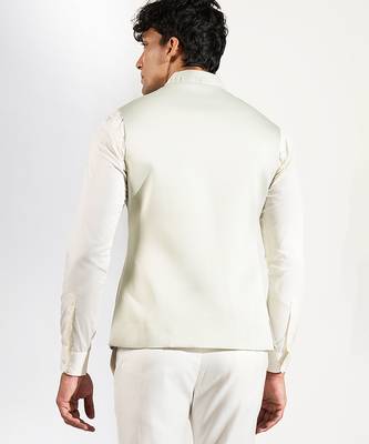 Green plain velvet nehru jacket 3