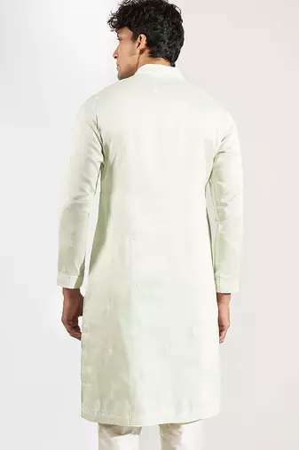 Green embroidered crepe kurta pajama