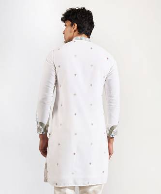White embroidered crepe kurta pajama 2