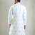 White embroidered cotton silk kurta pajama