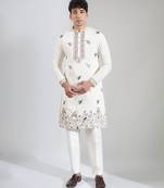 White embroidered cotton kurta pajama