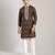 Brown embroidered cotton silk kurta pajama