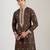 Brown embroidered cotton silk kurta pajama