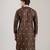Brown embroidered cotton silk kurta pajama