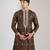 Brown embroidered cotton silk kurta pajama