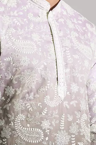 Grey Ombre embroidered crepe kurta pajama