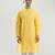 Yellow embroidered cotton silk kurta pajama