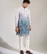 Blue Ombre embroidered crepe kurta pajama