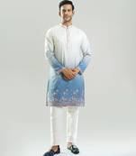 Blue Ombre embroidered silk kurta pajama