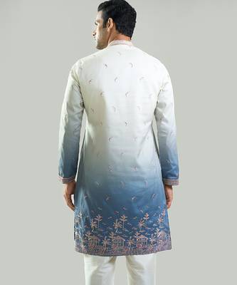 Blue Ombre embroidered silk kurta pajama 4