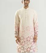 White embroidered cotton silk kurta pajama