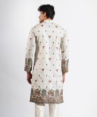 Green embroidered silk kurta pajama 2
