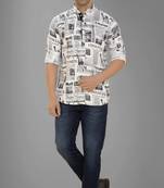 Men's newspaper print short kurta pyjama set