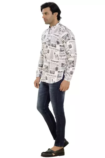 Men's newspaper print short kurta pyjama set