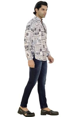 Men's newspaper print short kurta pyjama set 4