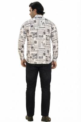 Men's newspaper print short kurta pyjama set 5
