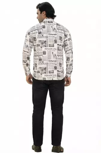 Men's newspaper print short kurta pyjama set