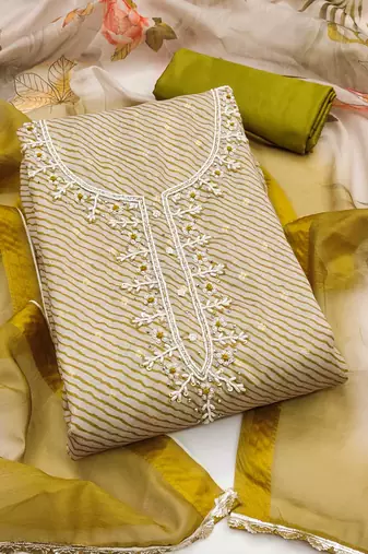 Multicolor woven cotton semi stitched churidar dress-materials