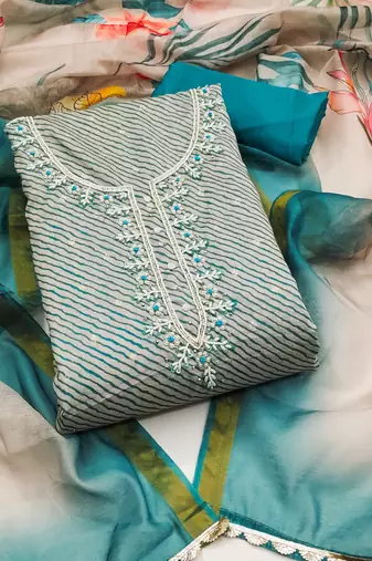 Multicolor woven cotton semi stitched churidar dress-materials