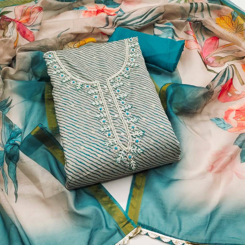 Multicolor woven cotton semi stitched churidar dress-materials