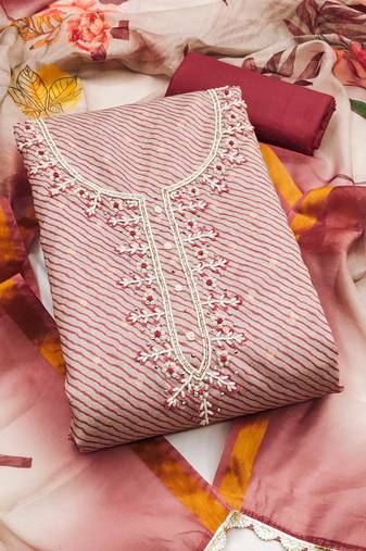 Multicolor woven cotton semi stitched churidar dress-materials