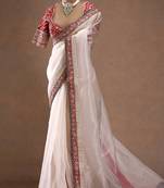 White Color Embroidered Space Silk Saree