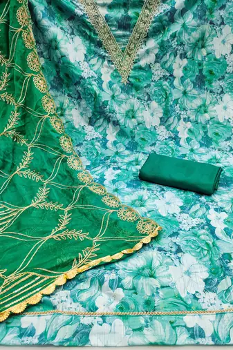 Multicolor hand embroidery viscose churidar dress-materials